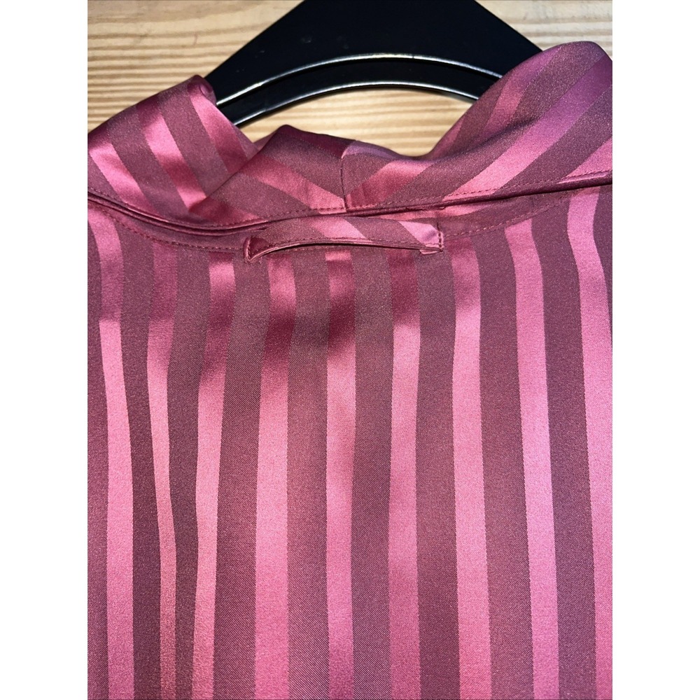 Cabernet Sleep Sense Robe Size Medium Womens Rose Red Stripe Silky Dressing Robe - Picture 9 of 14